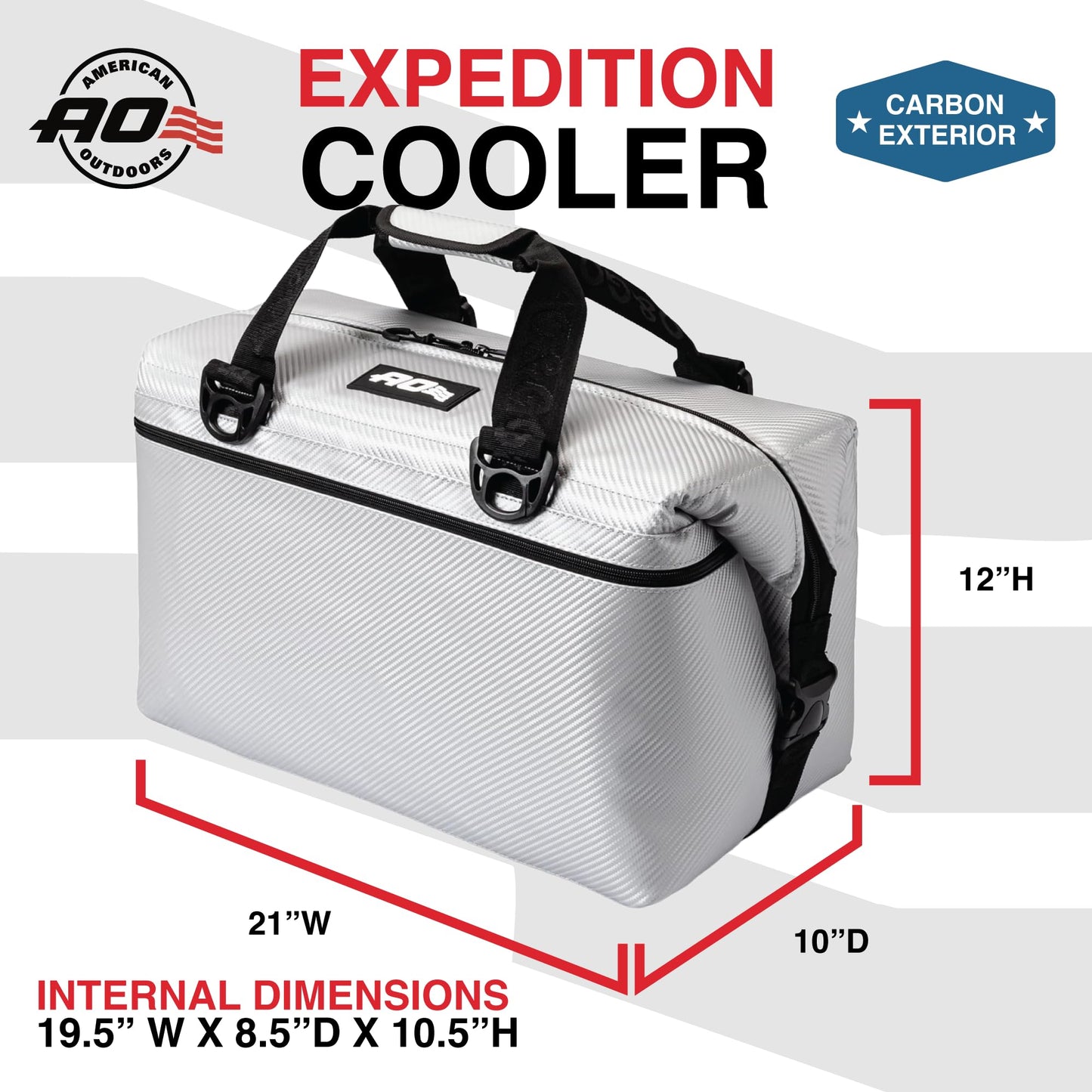 AO Coolers Expedition Carbon Soft Cooler with High-Density Insulation, Silver, 36-Can