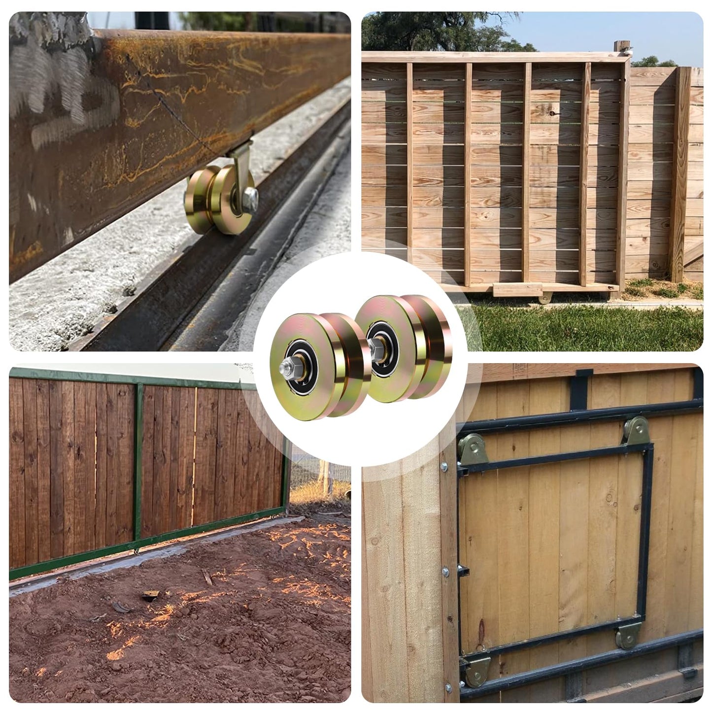 Soiiw 4" V Groove Sliding Gate Rollers 2 PCS Heavy Duty Solid Carbon Steel 4" Dia 1-3/4" Width Double-Sealed Bearing Gate Wheels, 3000 LBS Load Capacity for Driveway Fence & Industrial Sliding Gates