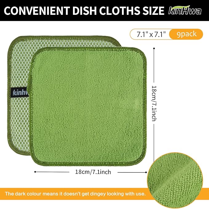 KinHwa Kitchen Washcloths for Dishes Absorbent Microfiber Dish Cloths Quick Dry