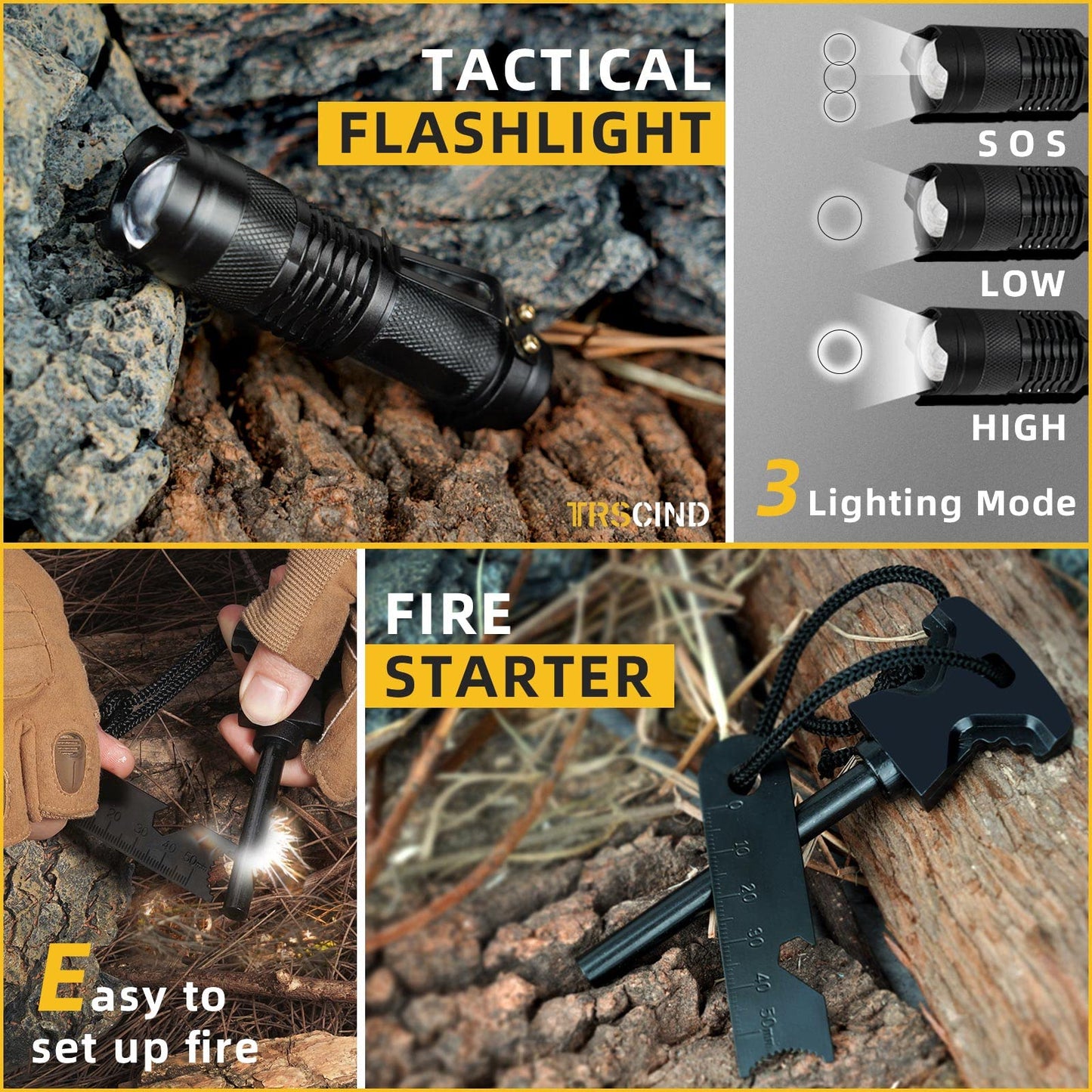 Gifts for Men Dad Husband - Christmas Stocking Stuffers, Birthday Gifts Idea for Him Boyfriend Man- Survival Kit 14 in 1, Survival Gear and Equipment, Fishing Hunting Camping Accessories, Cool Gadgets