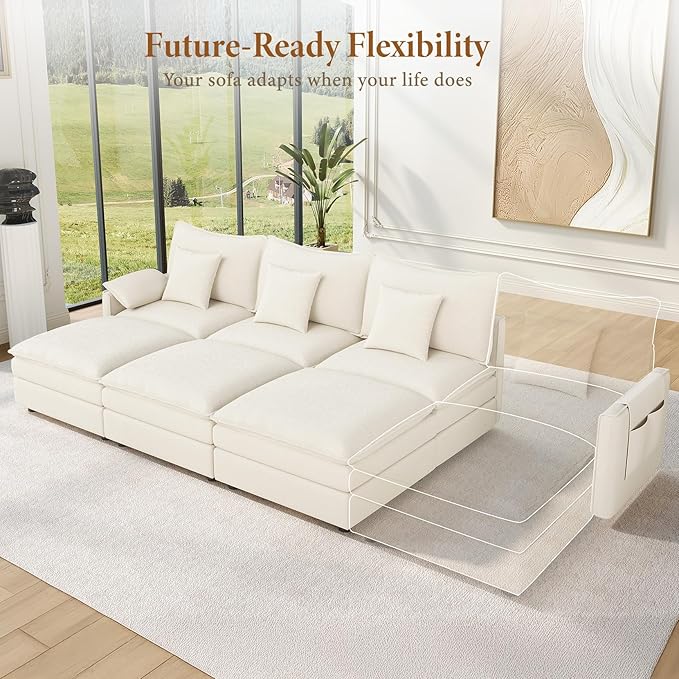 Vesgantti 108" Sectional Sleeper Sofa, 6-Seater Oversized Modular Cloud Couch
