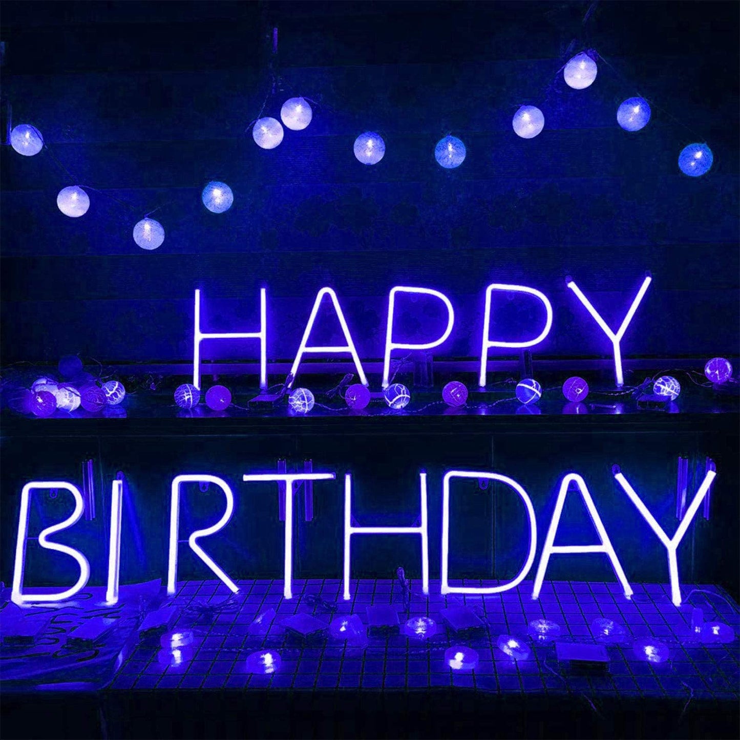 ENUOLI Blue LED Neon Letter Light, USB Batteries Operated Letter Sign for Night Light Lamp Words for Valentines Day, Home, Indoor Wall Decor (R)