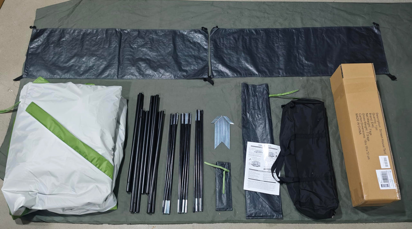 Screen House Tent, 11 x 9 x 80 inches, 3 Season Outdoor Shelter, Mesh Windows for Camping, Picnic, or Beach