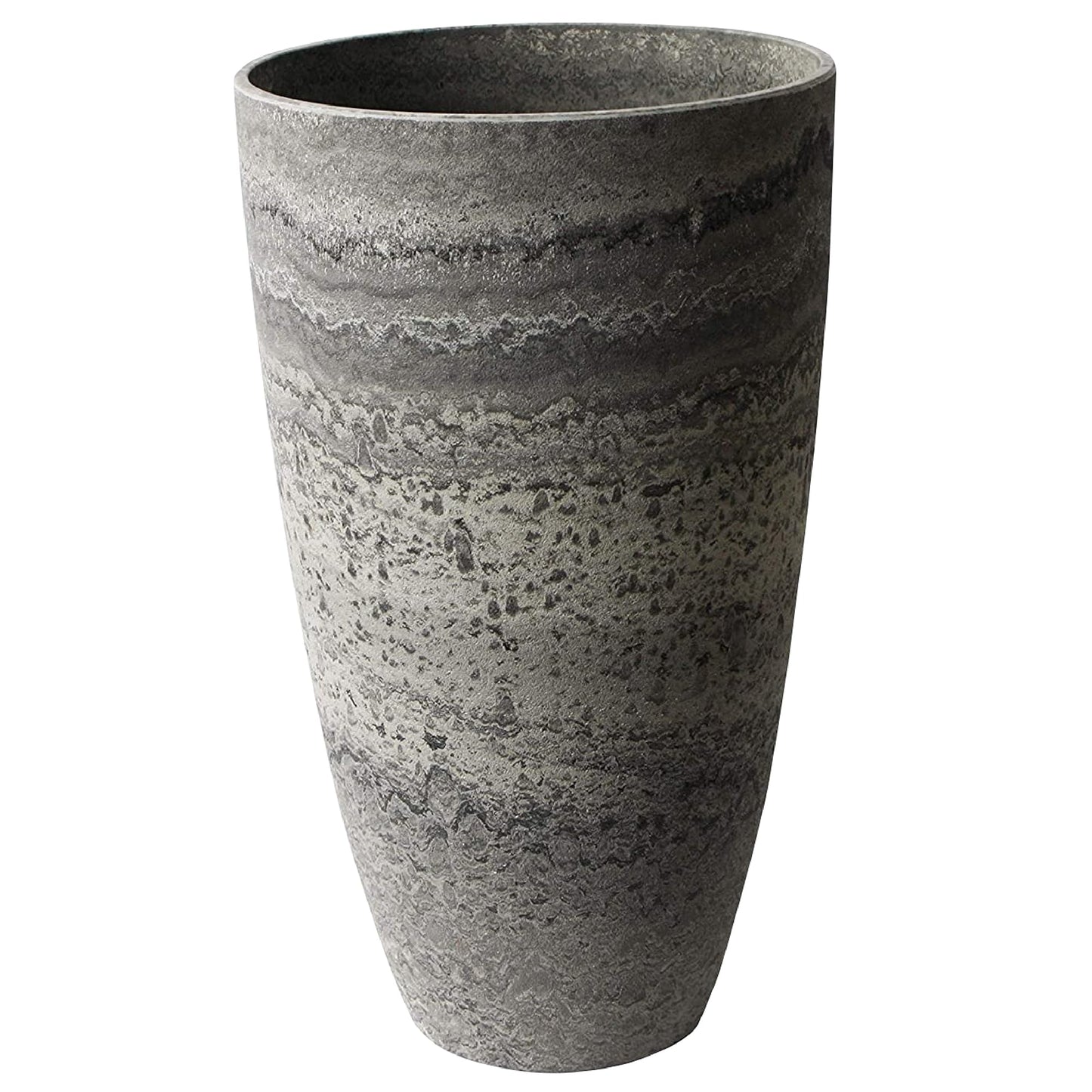 Algreen Products Acerra Composite Vase Planter with Drainage Hole, Decorative Texture, Removable Plug for Lawn and Garden, Marble
