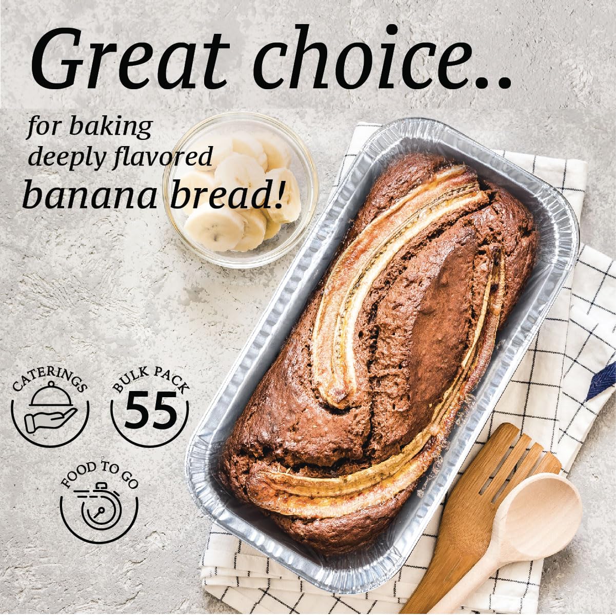 Spare Essentials (65 Pack) 2Lb Foil Bread Pans for Baking, Disposable Bread Pans - Perfect for Baking Banana Bread, Cakes & Meatloaf - 2 Pound Aluminum Pans for Food Serving - 8.5" X 4.5" X 2.5"