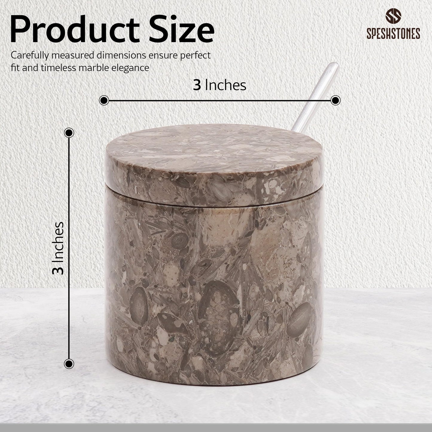 SPESHSTONES Marble Salt Cellar 3 Inch Flaky Salt Containers for Countertop - Sugar Bowl With Lid, Salt Holder, Spice Jars, Salt Box for Seasoning Storage Container, Salt Dish for Kitchen Decor