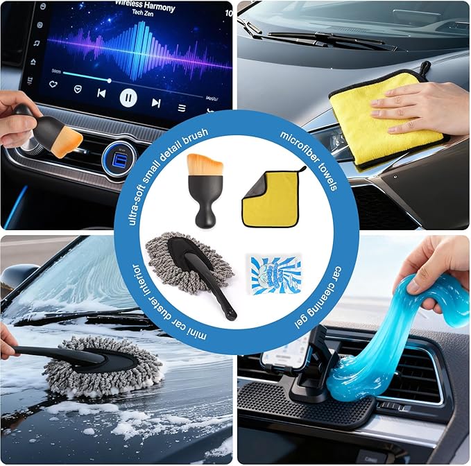 Car Detailing Brush Kit with Detail Brushes, Car Interior Detailing Brushe