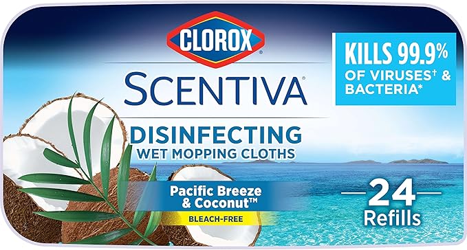 Clorox Scentiva Disinfecting Wet Mopping Cloths, Coconut and Waterlily