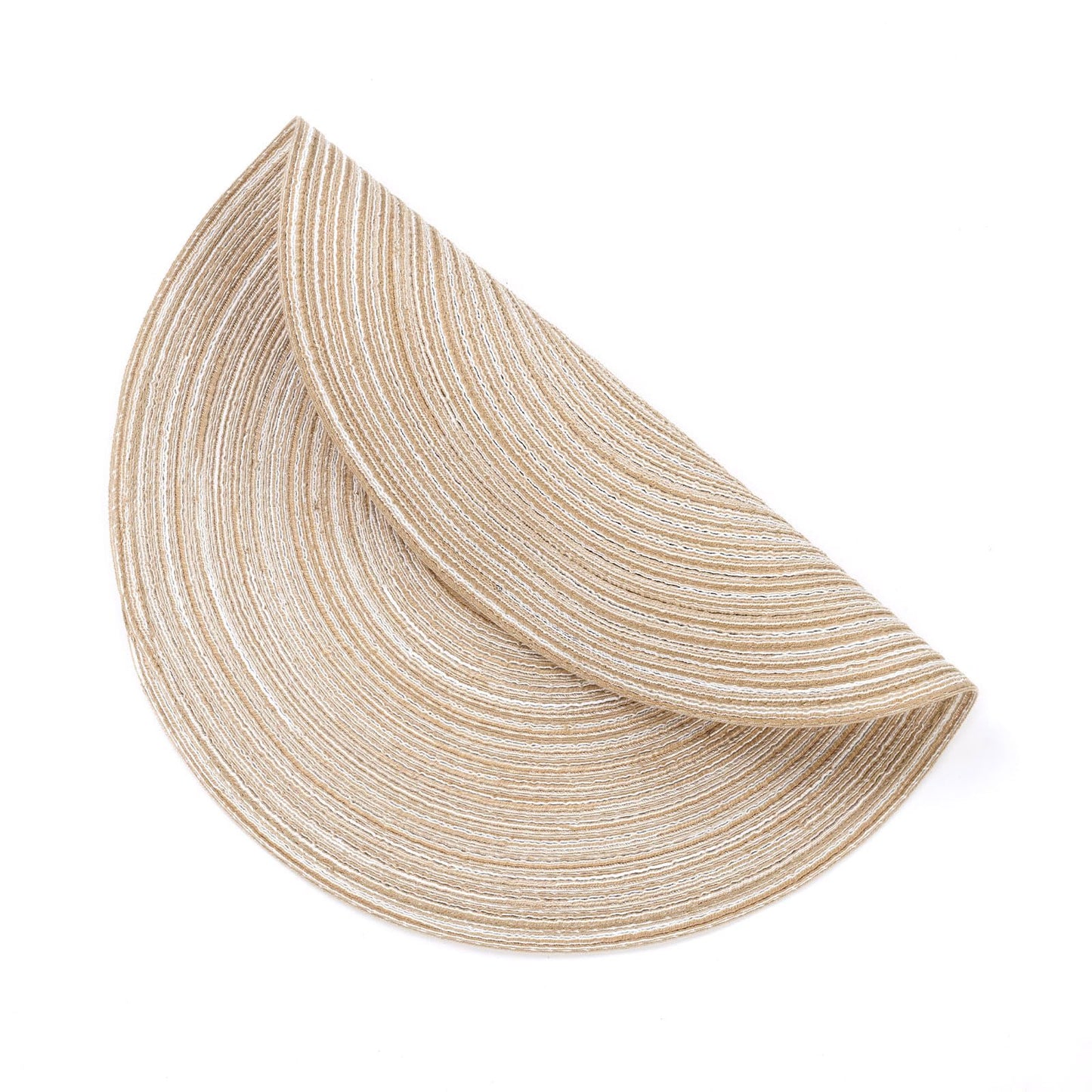 SHACOS 15 inch Round Braided Placemats Set of 6 Non Slip Heat Resistant Cotton Polyester Table Mats Washable Place Mats for Dinner Party Table Decoration (Beige, 6)