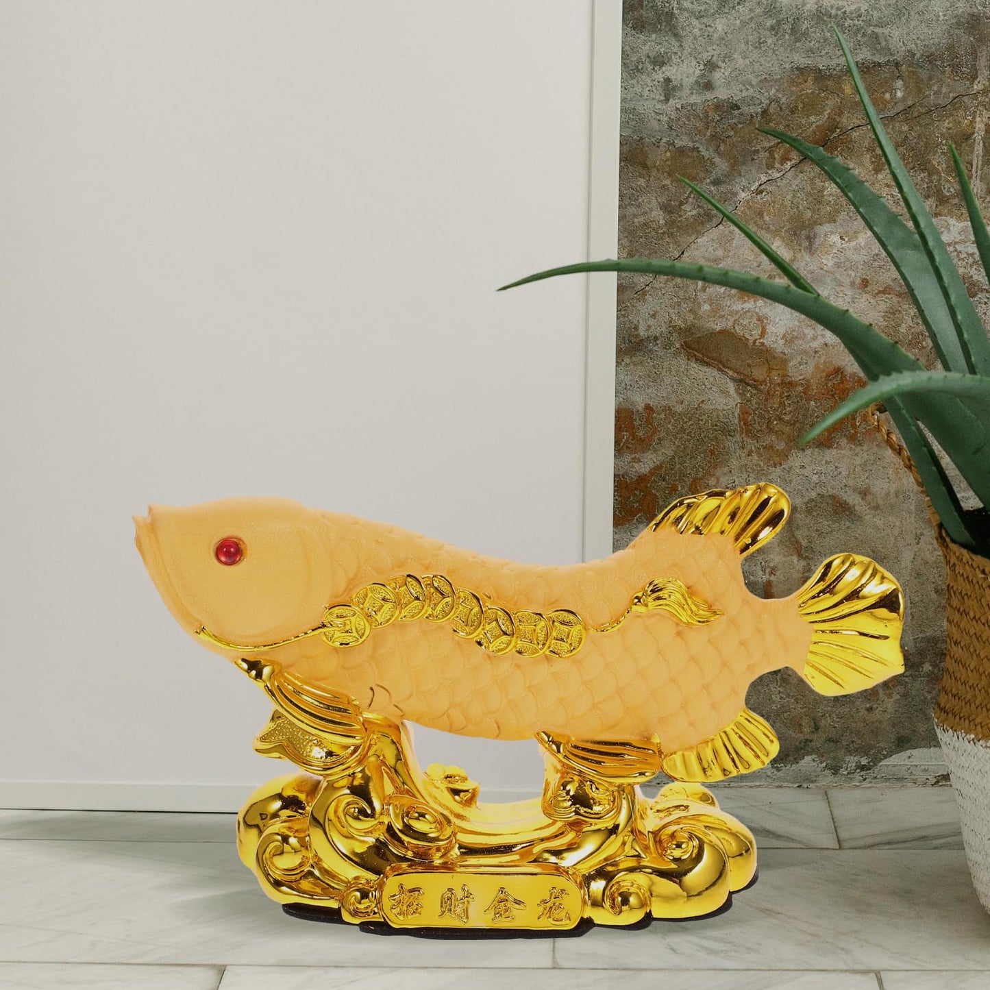 GANAZONO Feng Shui Wealth Arowana Fish Lucky Fish Statue Figurine Decoration