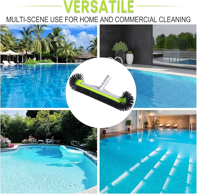 Swimming Pool Brush Head with Round Ends, 17.5" Heavy Duty Aluminum Back Head