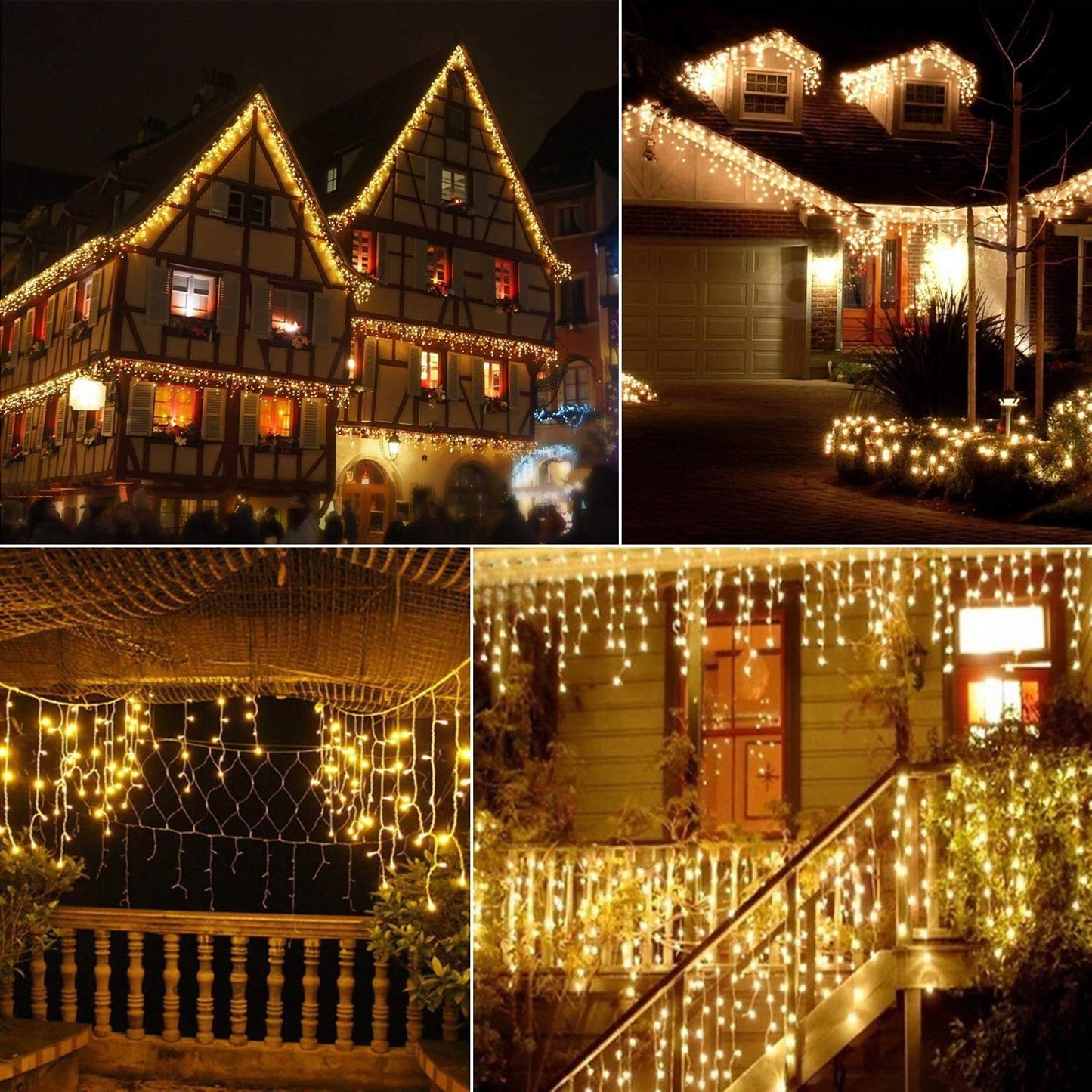DEPOVOR Christmas LED Icicle Curtain Fairy Lights Outdoor Indoor Hanging String Lights 32.8ft 400 LED 8 Modes Lights for Xmas/Party/Easter/Thanksgiving/Halloween/Wedding Decorations (Warm White)