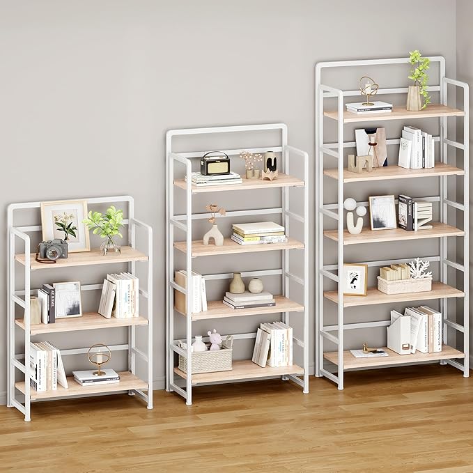 No Assembly Folding Bookshelf, 4 Tiers Collapsible Book Shelf