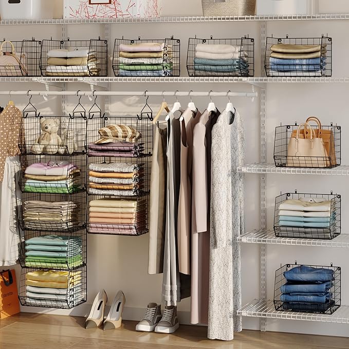 6 Tier Closet Hanging Organizer, Clothes Hanging Shelves