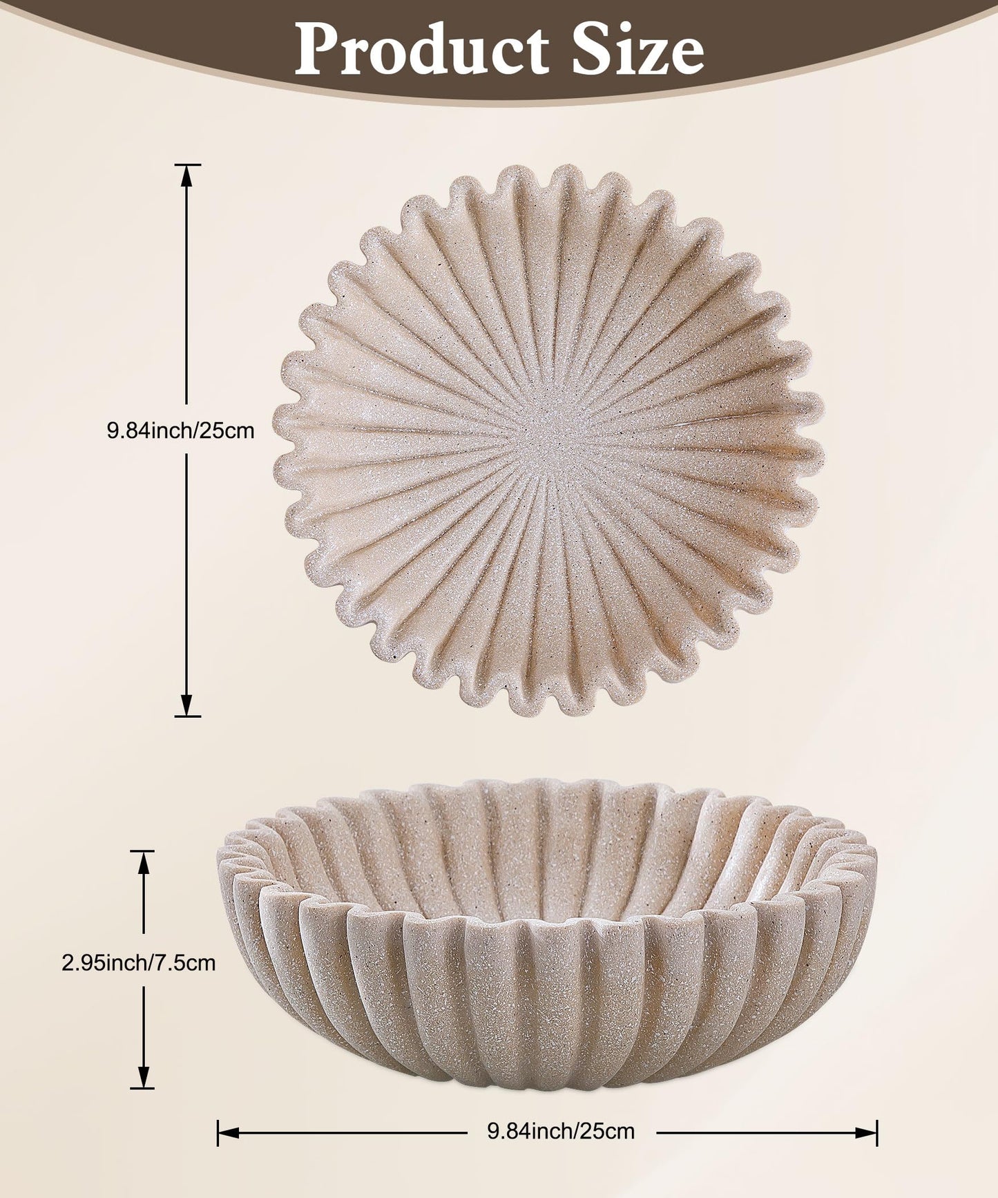 Zielozod Large Decorative Bowl for Home decor,Decorative Fruit Bowl for Kitchen Counter, Table Centerpieces, Modern Key Bowl for Entry Table, Coffee table(Beige)