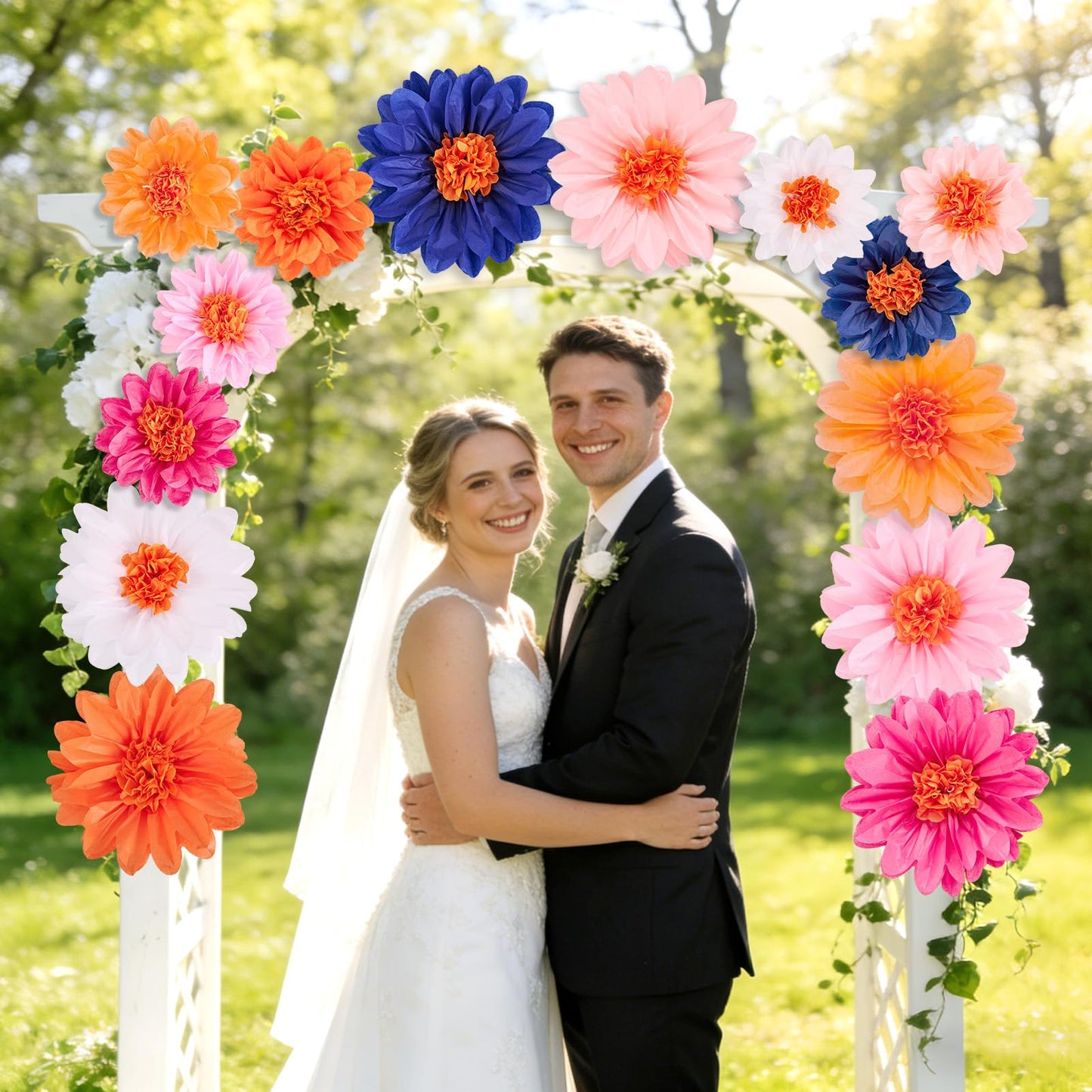 OBBOLO Wildflower Paper Flowers, 14 Pcs Paper Flowers Decorations for Wall, 8 in, 14 Inch Tissue Paper Flower for Wedding Party Baby Bridal Shower Nursery Wall Decor Bulletin Board Classroom