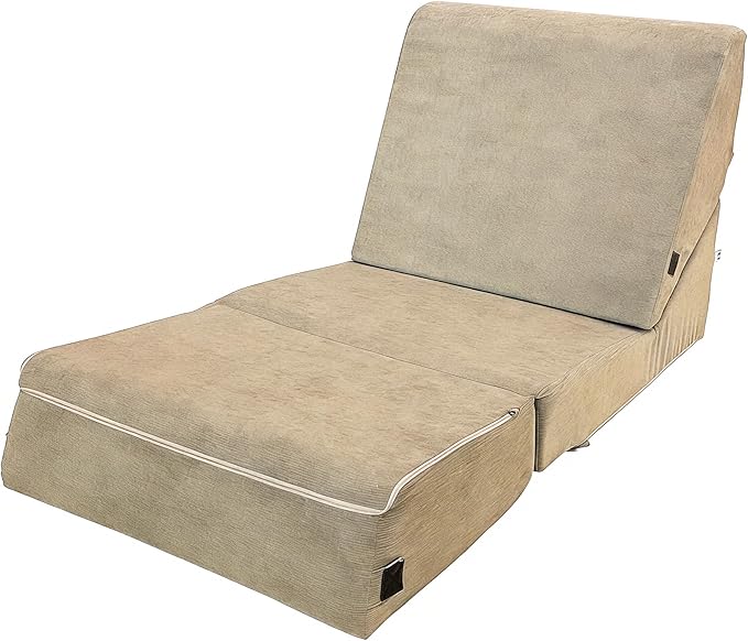 jela Luxury Corduroy Indoor Chaise Lounge, Foldable Sofa Bed Chair