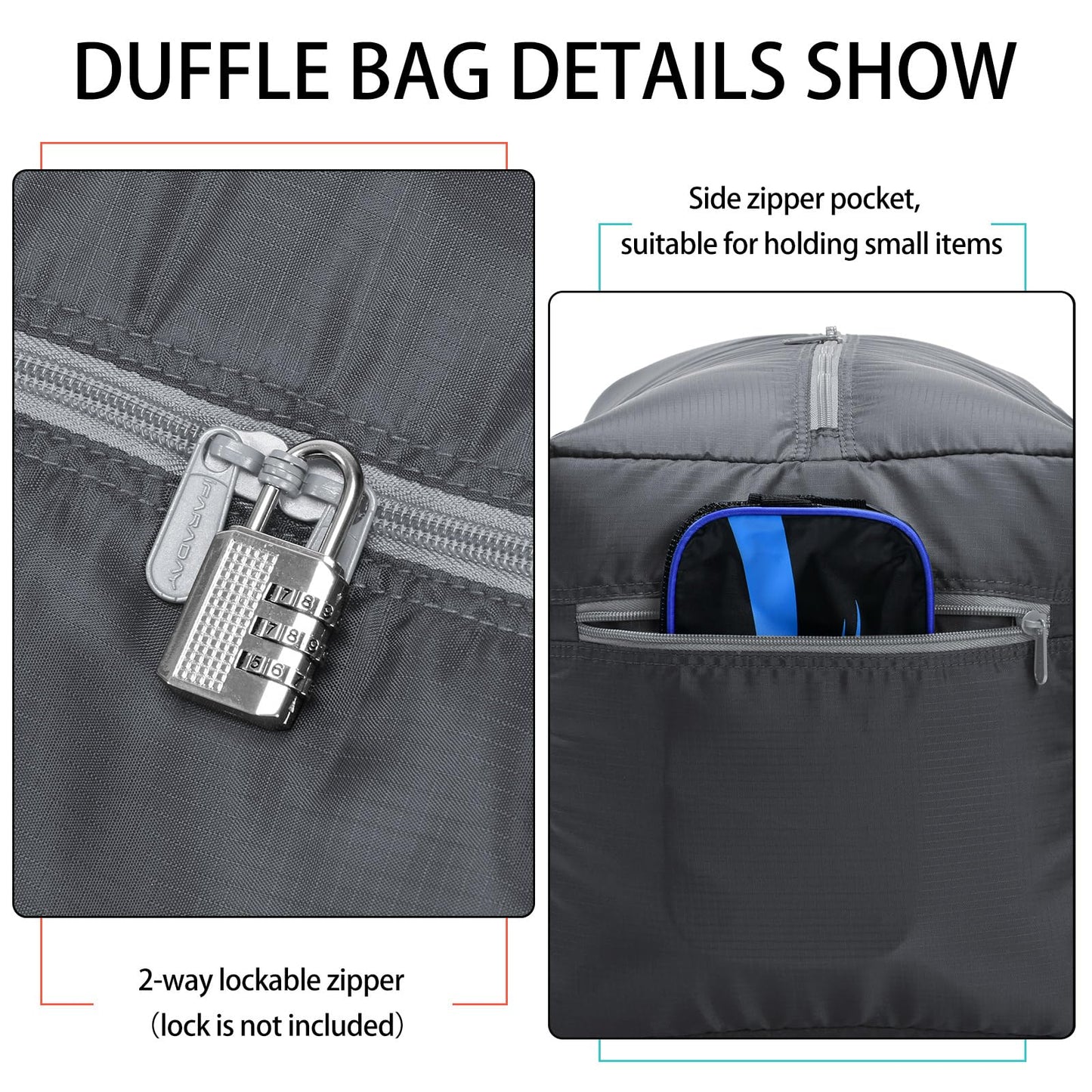 Foldable Duffel Bag 30" / 75L Lightweight with Water Resistant for Travel
