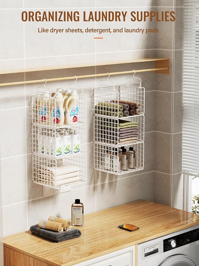 6 Tier Closet Hanging Organizer, Metal Closet Organizers and Storage