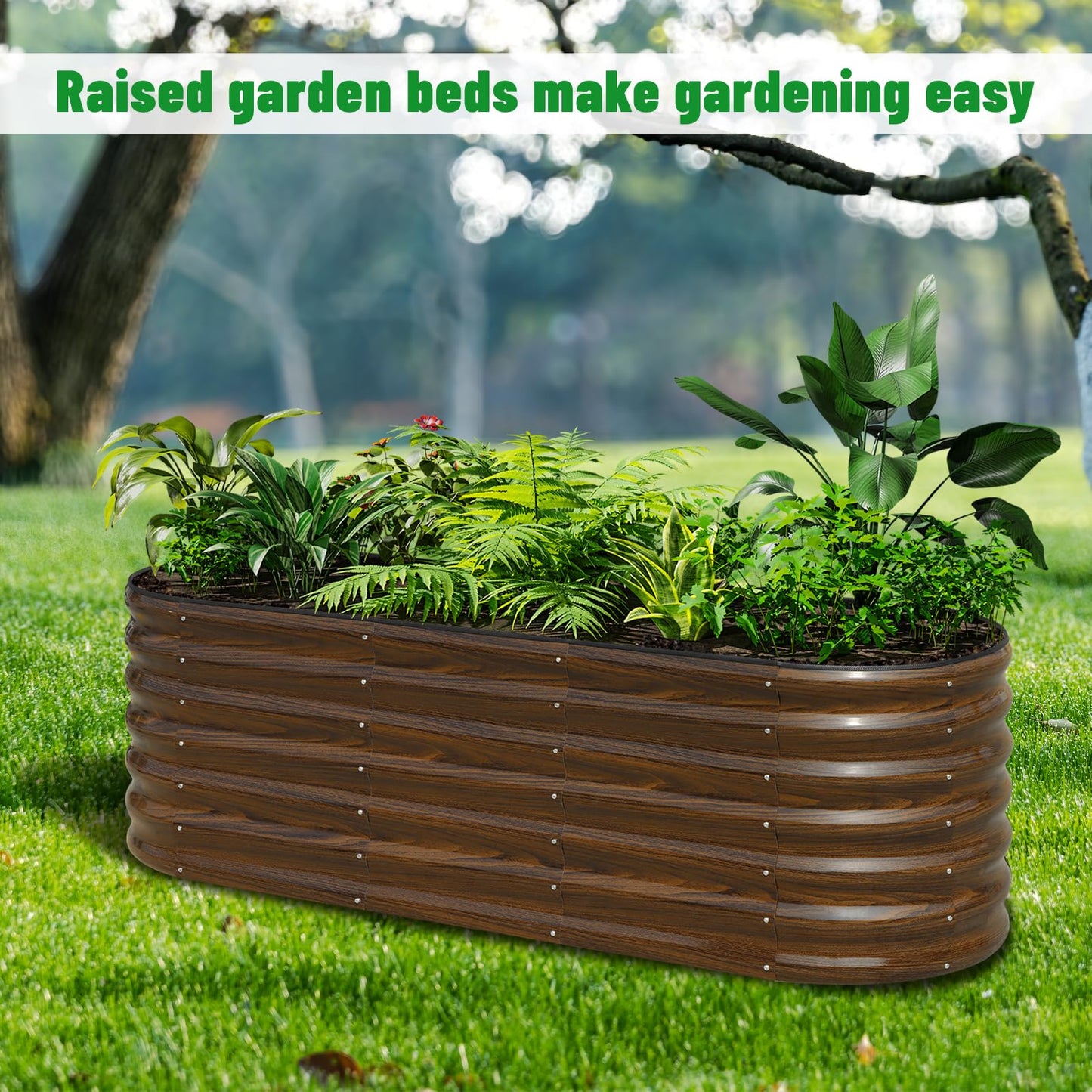 SnugNiture Galvanized Steel Raised Garden Bed Kit - 6x2x2 ft Large Metal Planter Box for Vegetables, Flowers, Herbs | Easy Assembly, Open Bottom Design