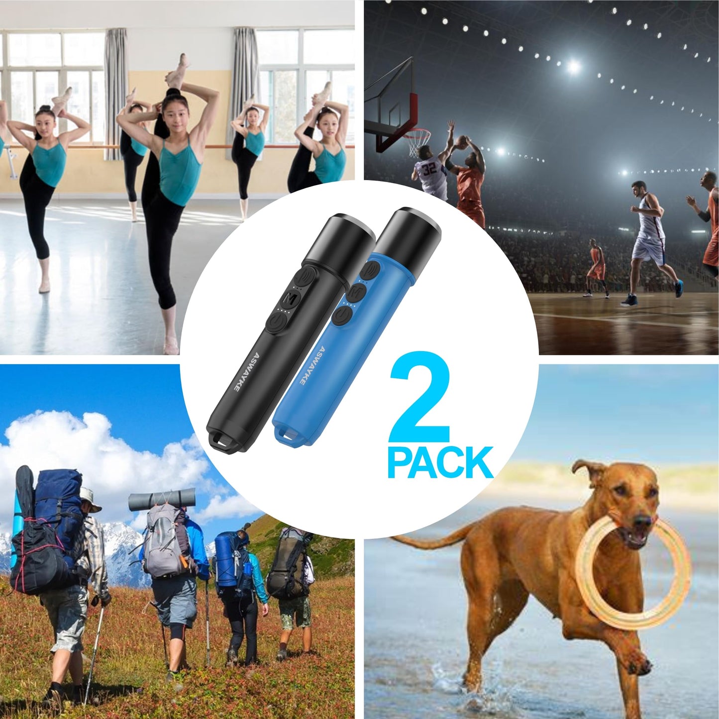 aswayke Electronic Whistle Set of 2-125dB Loud Rechargeable Whistle, Type-C Charging, 4-Level Volume, IPX5 Waterproof for Coaches, Referees, Basketball & Dog Training