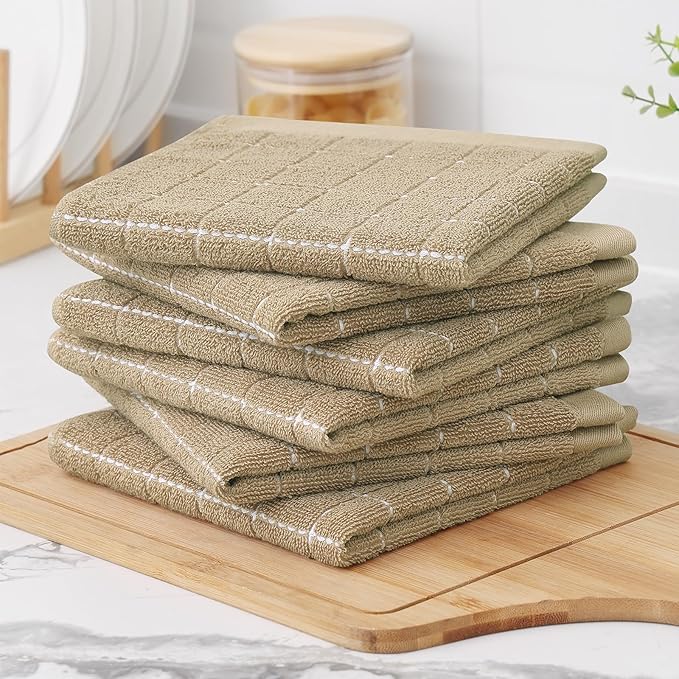 Homaxy 100% Cotton Terry Kitchen Dish Cloths, Ultra Soft and Absorbent Dish