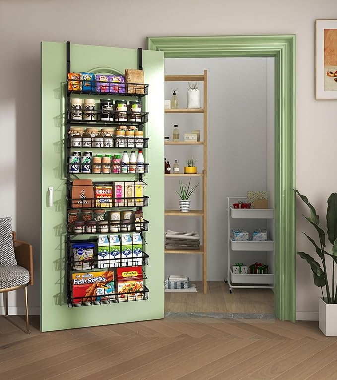 Over The Door Pantry Organizer, Wall Mount Spice Rack, Pantry Hanging Storage