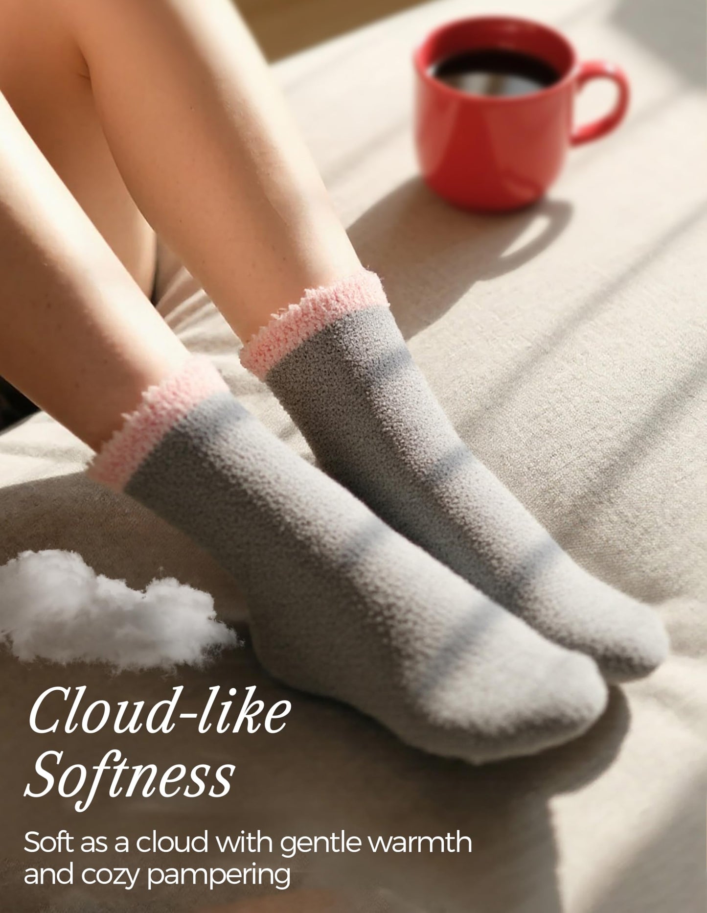 TEHOOK Warm & Cozy Valentines Gifts for Women, Fluffy Fuzzy Plush Sleeping Slipper Socks - Soft Warm Fabric
