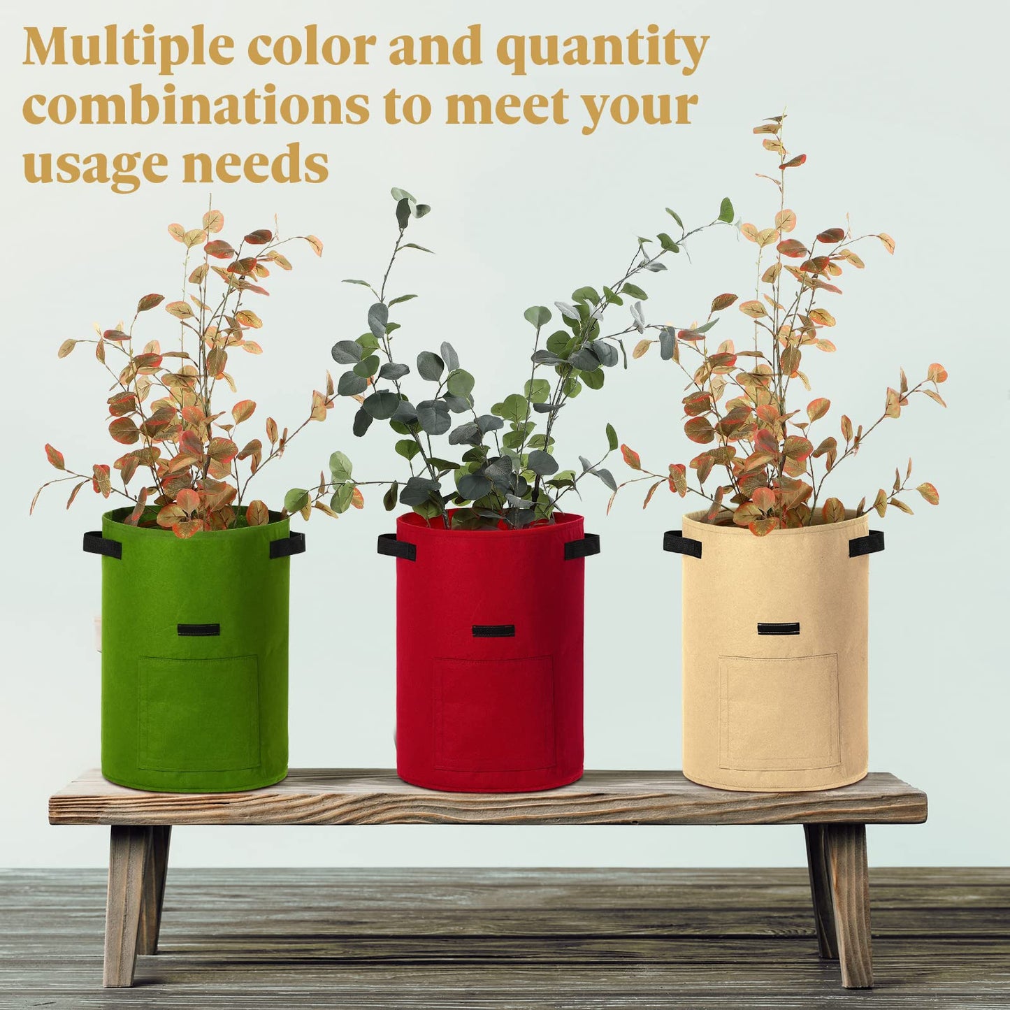 Yinder 20 Pcs 10 Gallon Potato Grow Bags with Flap and Handles Thickened Aeration Fabric Pots Garden Bags Potato Growing Containers Vegetable Garden Planter Bag for Plant Fruit(Classic Color)