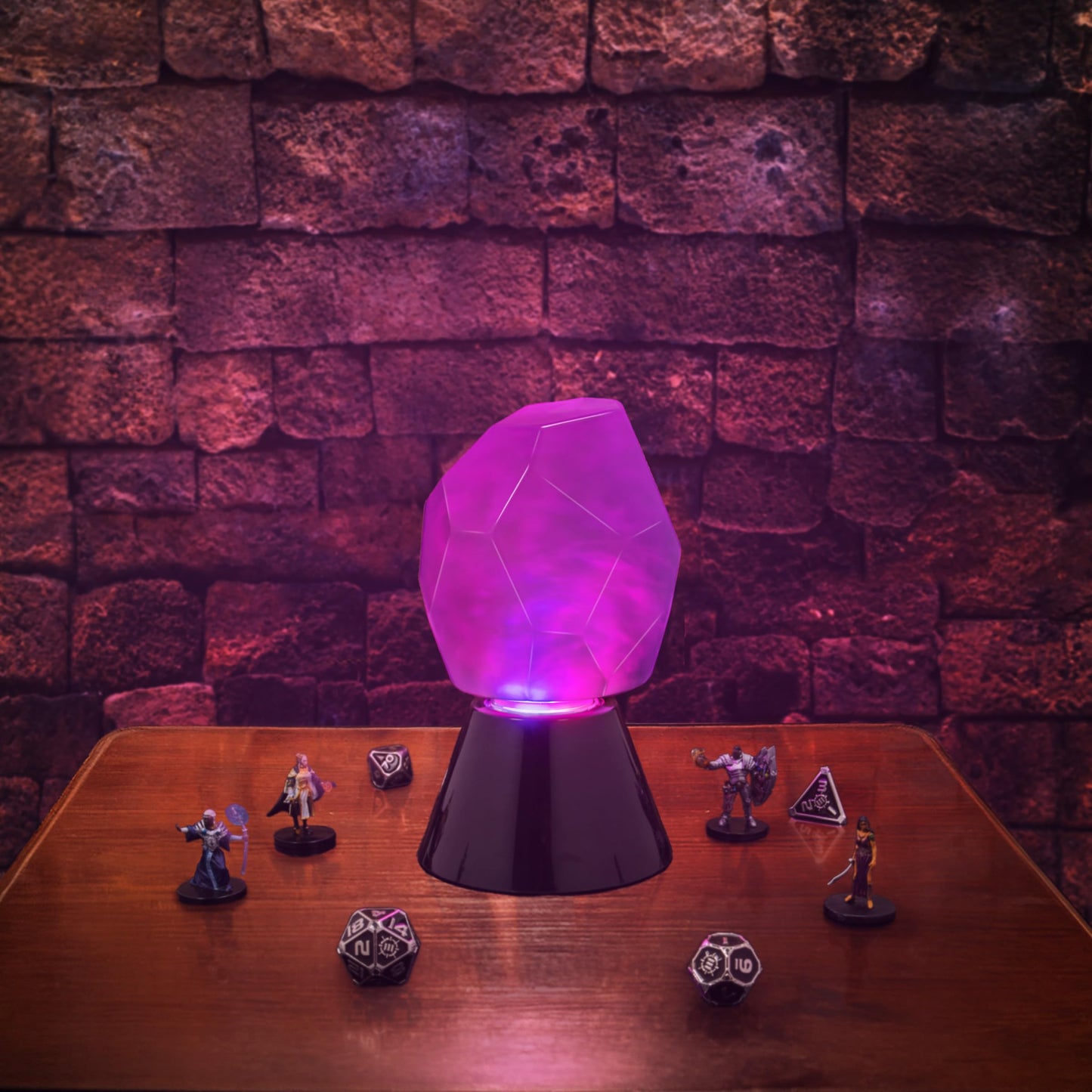 ENHANCE Tabletop Crystal Mood Light - Crystal Lamp for DnD, RPG, Board Game Night Ambience with Swirling RGB LED Effect - Battery Powered 40 Hours or USB-C Plug In, Ambient Game Lighting