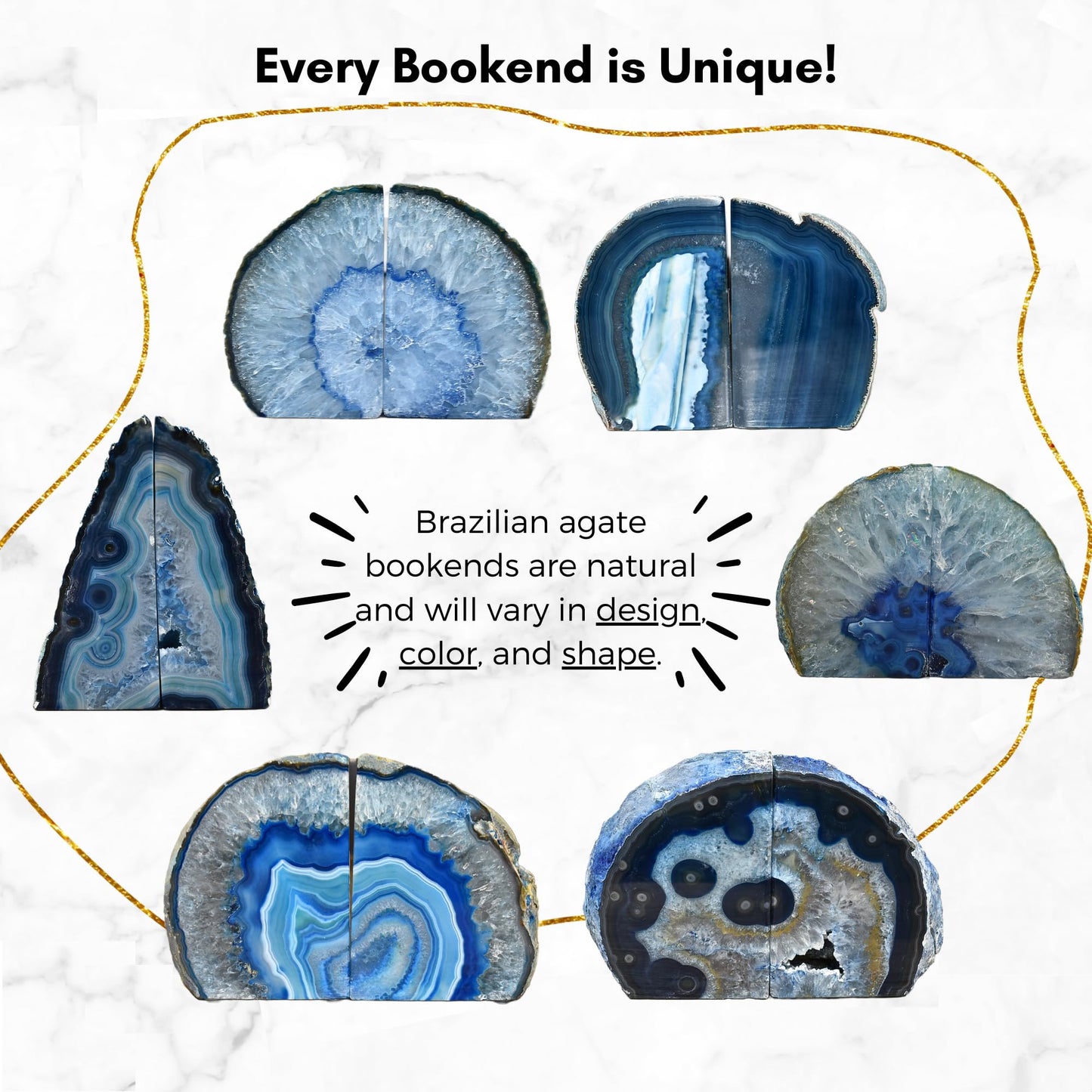 Nature's Decorations Teal Agate Stone Bookends - A-Quality Small Heavy Duty Geode, Turquoise & Aqua Room Decor Accents, Unique Crystal Gift, 1 Pair (2-3 lbs)