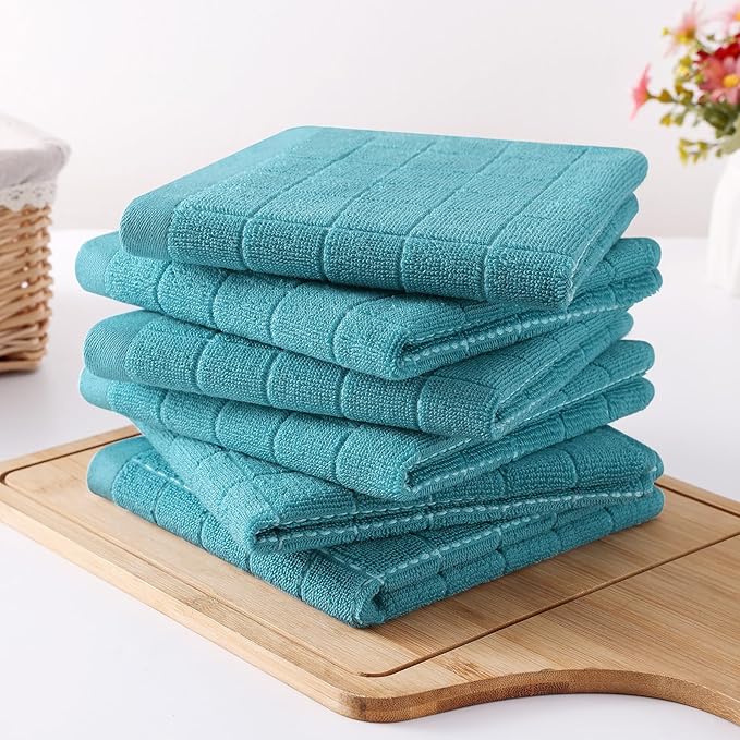 Homaxy 100% Cotton Terry Kitchen Dish Cloths, Ultra Soft and Absorbent Dish