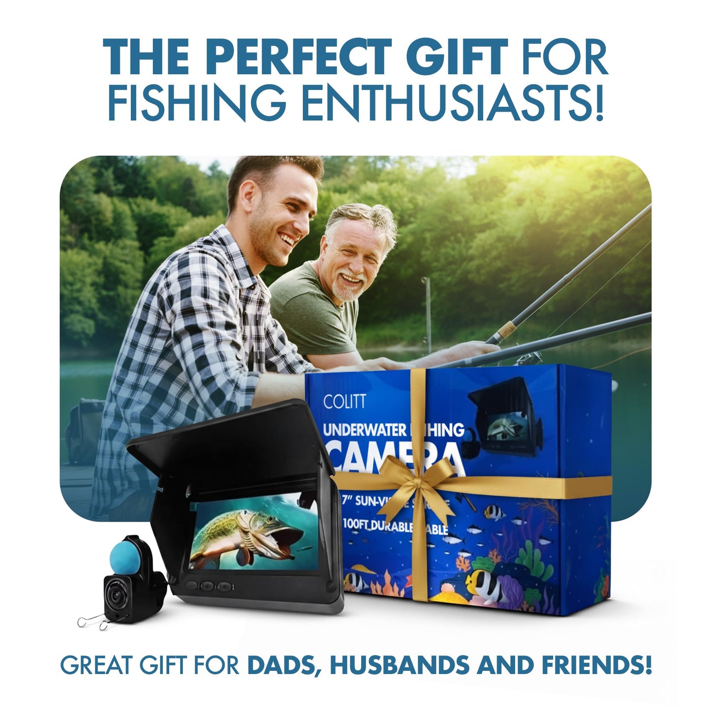 Colitt Underwater Fishing Camera, Portable Ice Fishing Camera with Monitor, Real Time Fish Viewing for Lakes and Rivers, No WiFi Required