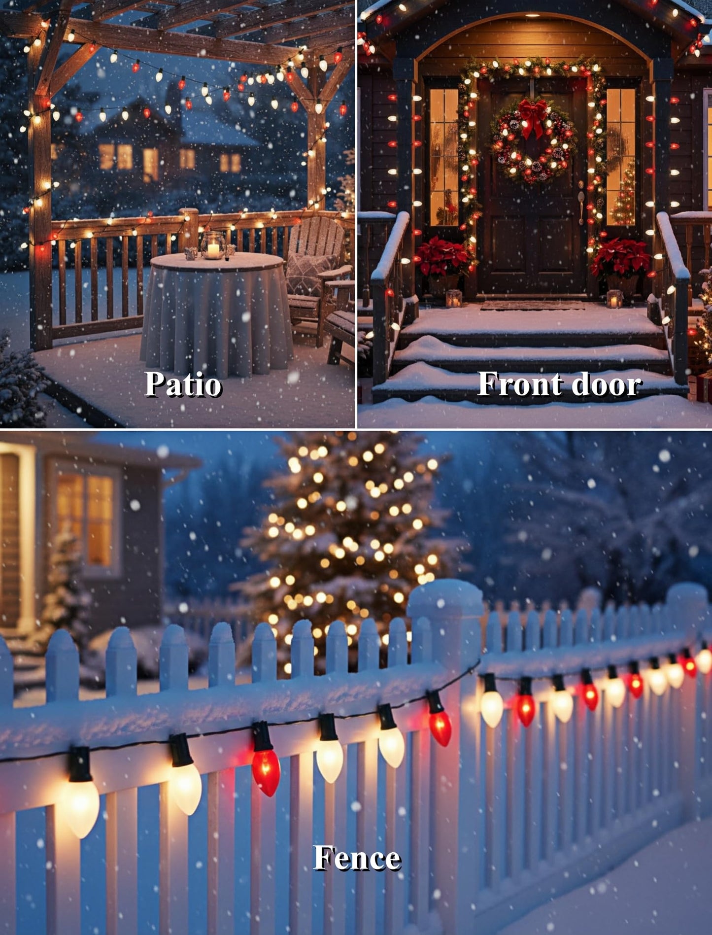 Pallerina 25ft C9 Red and White Christmas Lights,Waterproof C9 Christmas String Lights with 26 Red White Bulbs,Commercial Xmas Lights Outdoor for Garden House Xmas Garland Tree Decorations