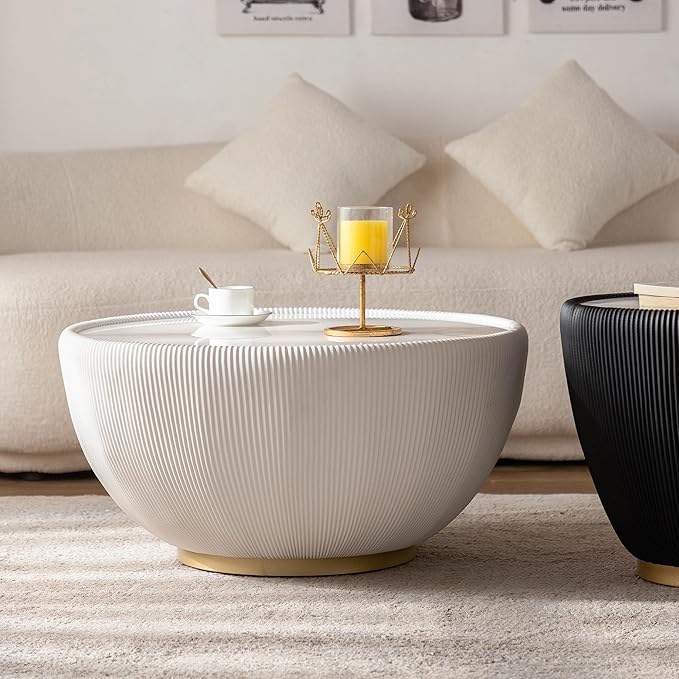 Round Marble Coffee Table Set of 2, 2 Piece Coffee Table and End Table