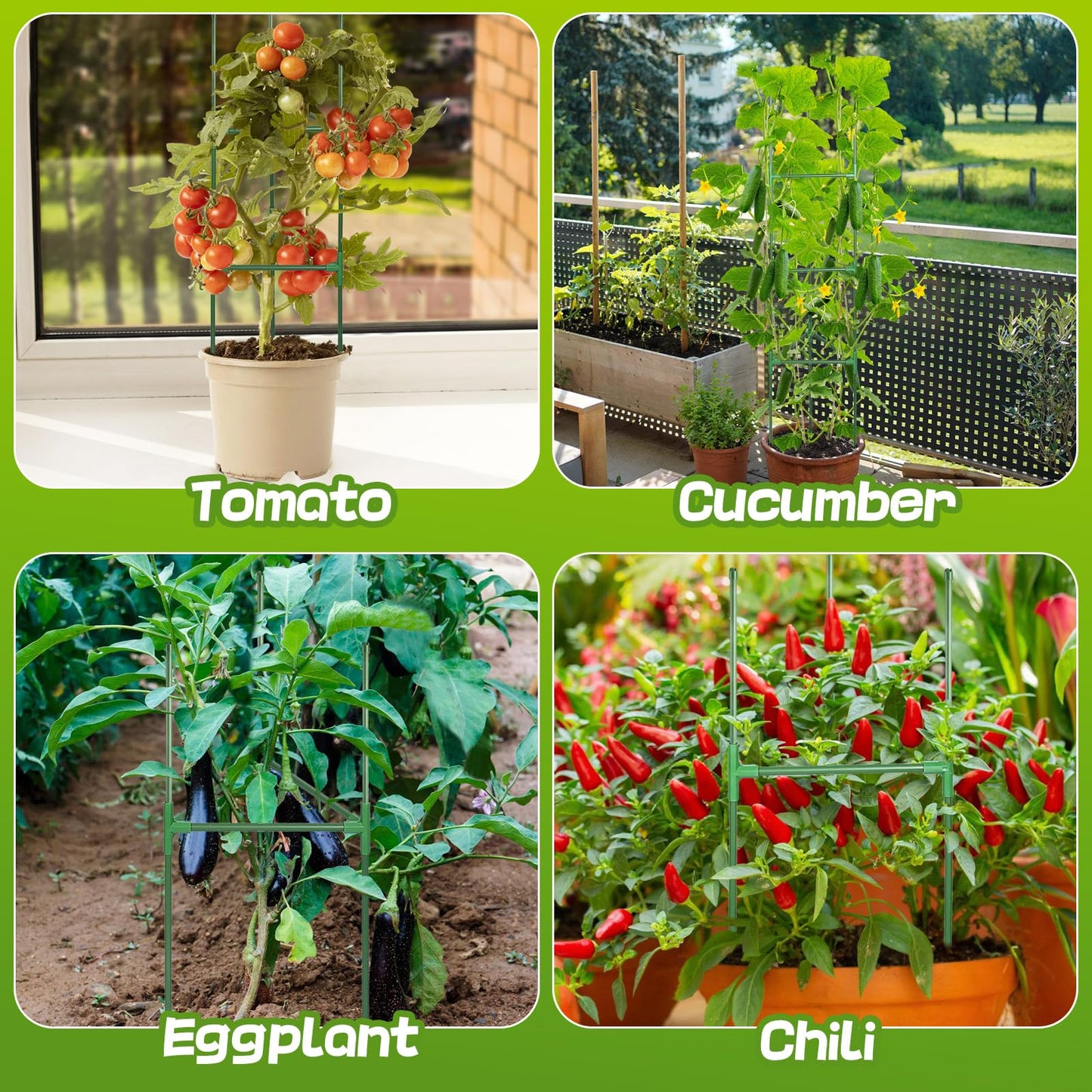 Sturdy Triangle Tomato Cage for Raised Garden Bed - 3 Sets 45'' Adjustable Garden Trellis Planters, Support for Outdoor Beans, Peppers, Cucumbers, Eggplants, Climbing Plants
