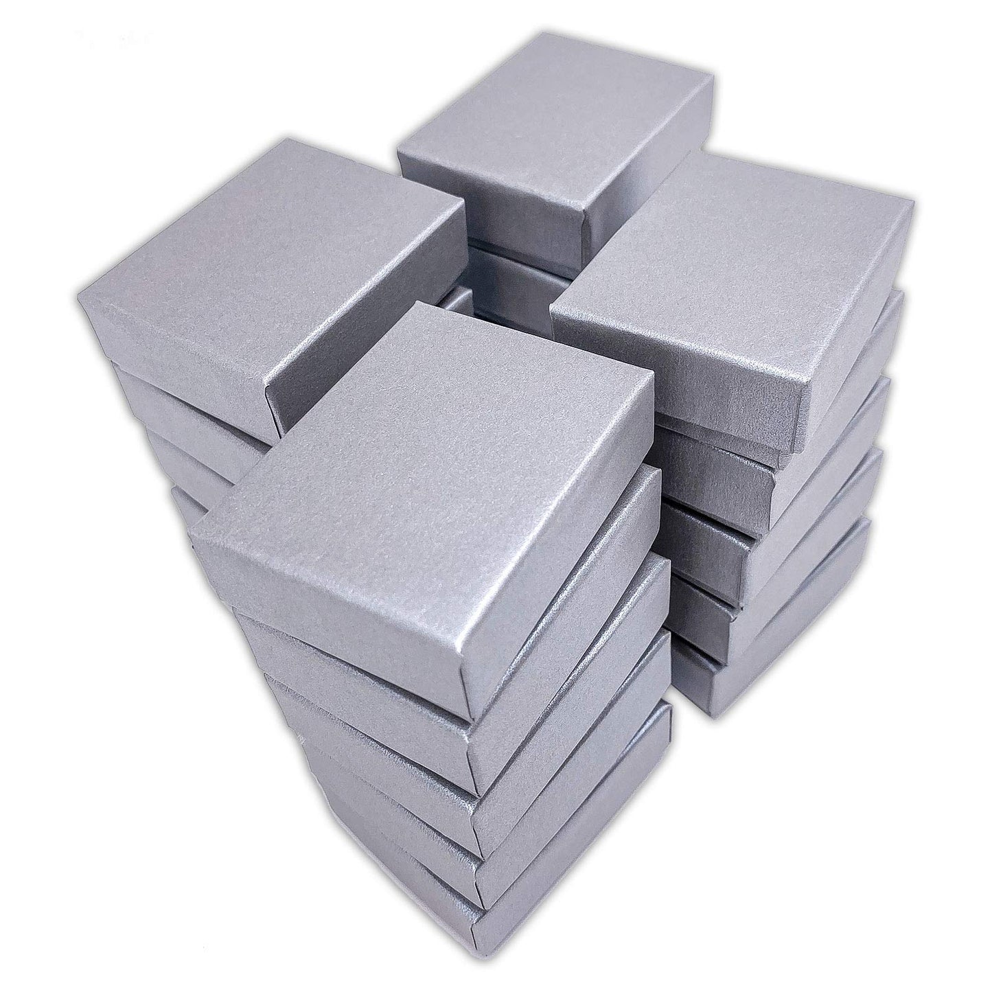 TheDisplayGuys - 25-Pack #11 Cotton Filled Cardboard Paper Jewelry Boxes Gift Case - Pearl Gray (2.1" x 1.8" x 0.8") - for Shipping or Storage