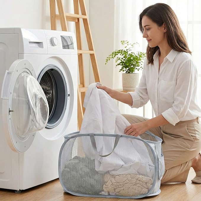 4 Pcs Foldable Pop Up Laundry Hampers, Mesh Laundry Basket