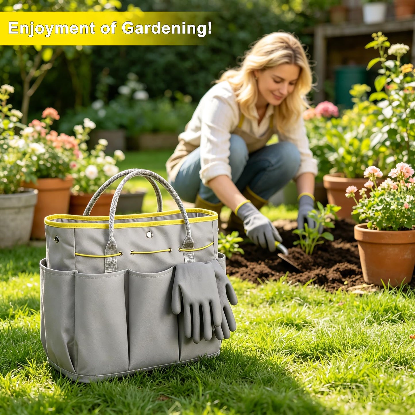 Garden Tool Set, Carsolt 10 Piece Stainless Steel Heavy Duty Gardening Tool Set for Digging Planting Pruning Gardening Kit with Durable Bag Gloves Gift Box Ideal Garden Gifts for Women Men