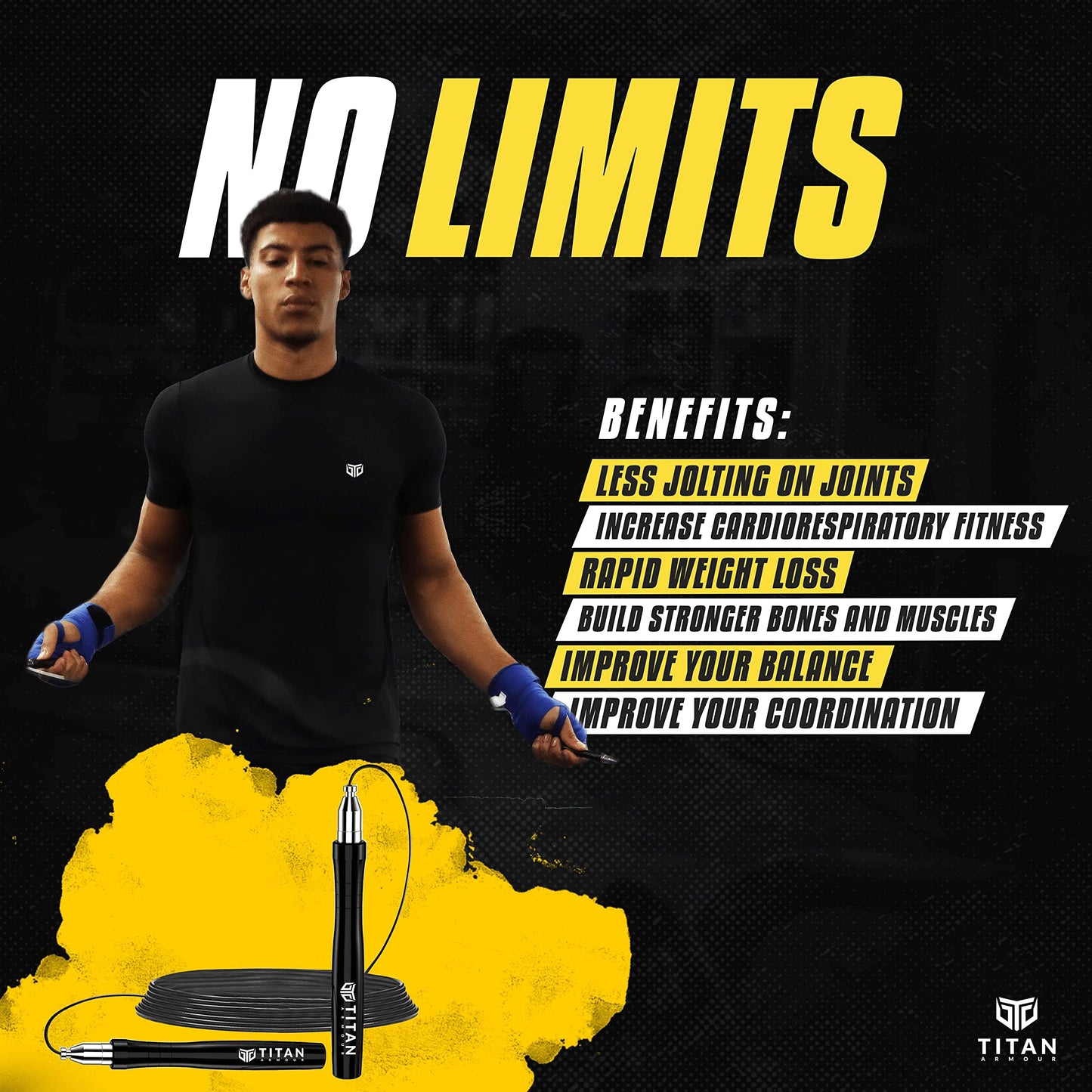 Titan Armour® Speed Rope - Professional Self-Locking & Adjustable, Adult Speed Jump Rope | 2 x Steel Ropes, Cable Protector & Travel Case | Jump Rope Crossfit, Boxing, Fitness MMA for Men & Women (Black-2)