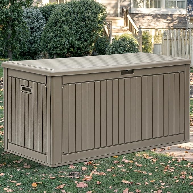 YITAHOME 260 Gallon Large Deck Box with Divider & Side Handles, Outdoor Double-Wall Storage for Patio Furniture Cushions, Garden Pool Accessories, Waterproof & Lockable