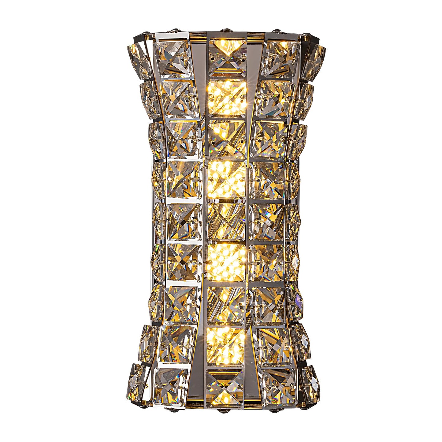 Kaiyuan Crystal Wall Light Fixtures,Modern Chrome Wall Lamp with Clear K9 Crystals,Luxury Crystal Wall Sconces for Living Room Bedroom Bathroom Hallway Doorway Stairway,Bedside