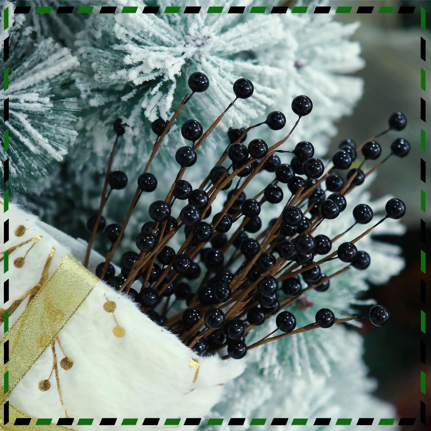 Trimgrace 12 Pack14 Black Holly Berry Stems Halloween Ornaments Artificial Berry Stems Fake Holly Berry Picks for Christmas Tree Halloween Vase DIY Wreath Crafts Home Decor