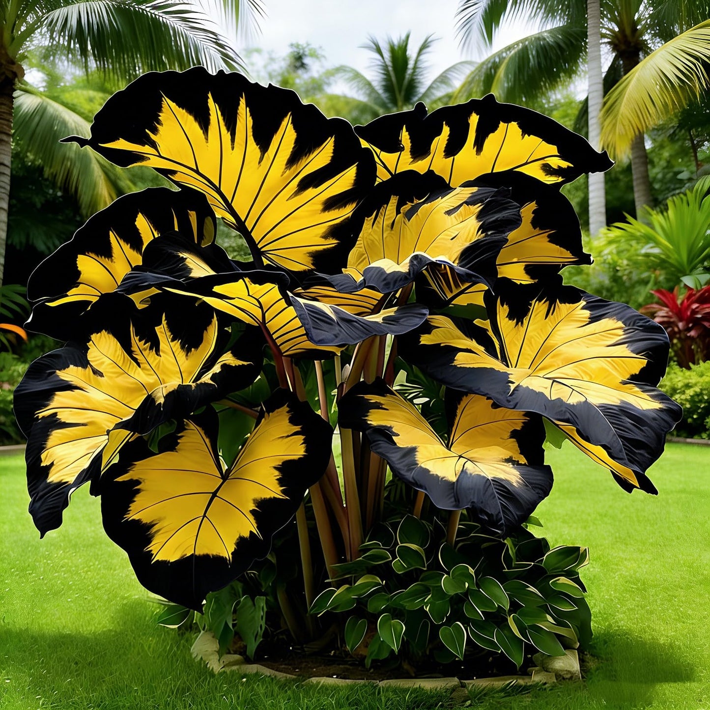 BGNIORT Giant Foliage Elephant Ear - Mixed Color/Excellent Display/Easy Grow/Suitable for Outdoor Gardens (6)