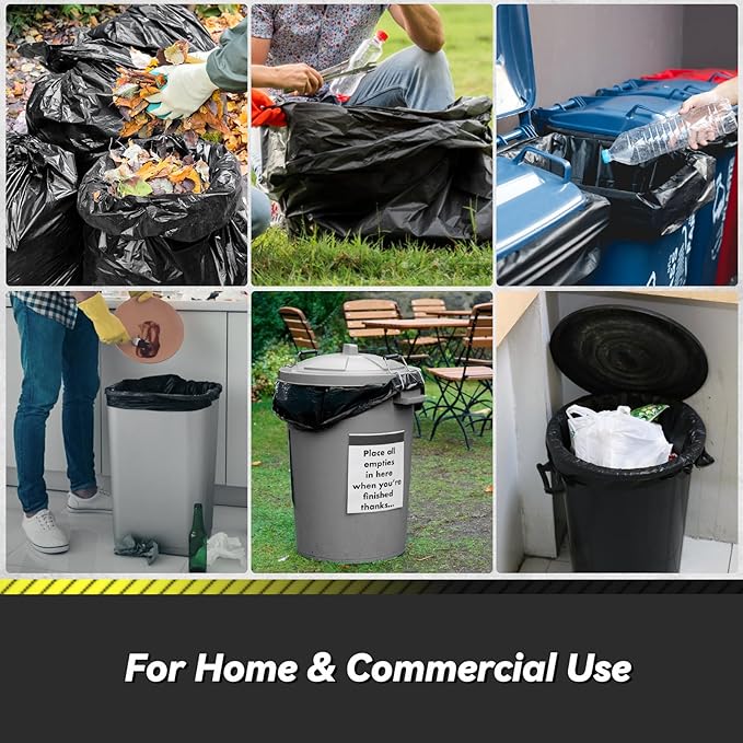 150 Count 55-60 Gallon Trash Bags, Sturdy & Tear-Resistant Commercial Can
