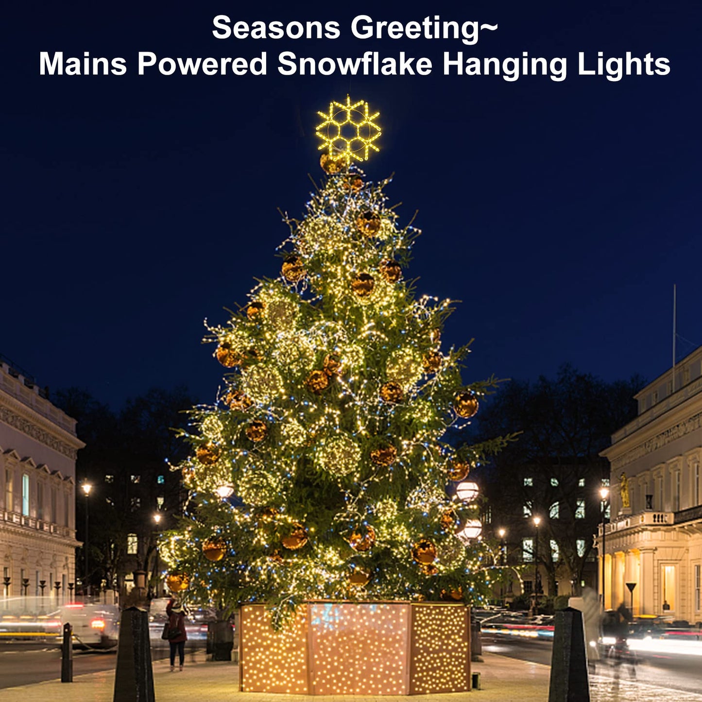 24" Christmas Big Snowflake Lights Mains Powered with Timer for Xmas Decor