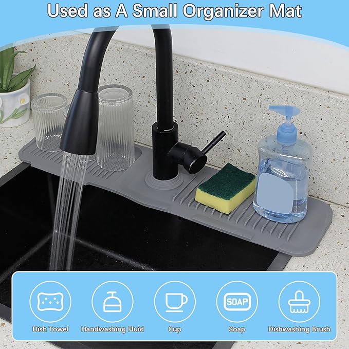 5° Slope Kitchen Sink Faucet Mat, Kitchen Sink Splash Guard, Silicone Material