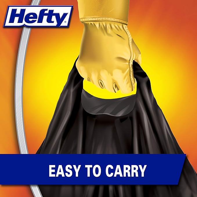 Hefty Load & Carry Heavy Duty Contractor Large Trash Bags, 42 Gallon