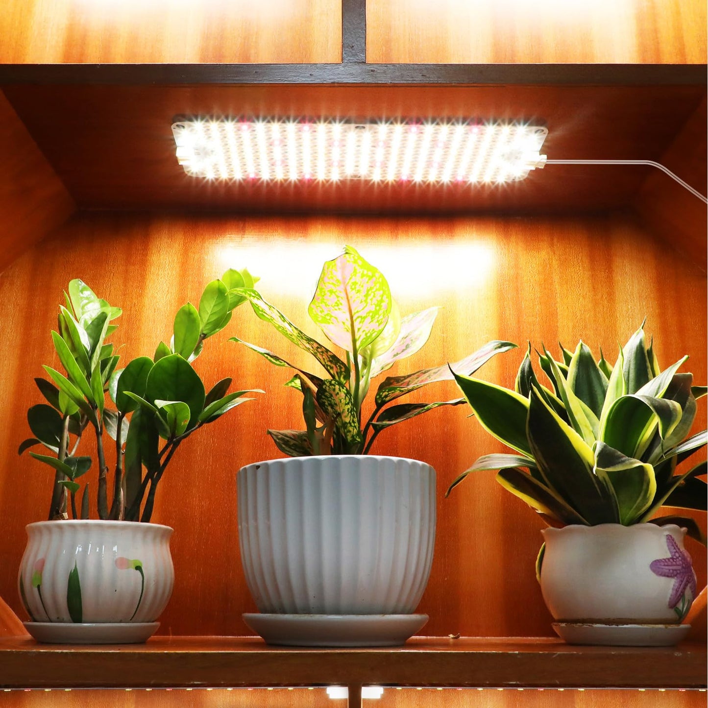 4Pack Panel Grow Lights for Indoor Plants, Seed Starting, Vegetables with 4/8/12/16/20 Hr Timer, 40W Full Spectrum LED Plant Growing Lamps for Cabinet/Shelves/Greenhouse, Plug-and-Play, Connect Freely