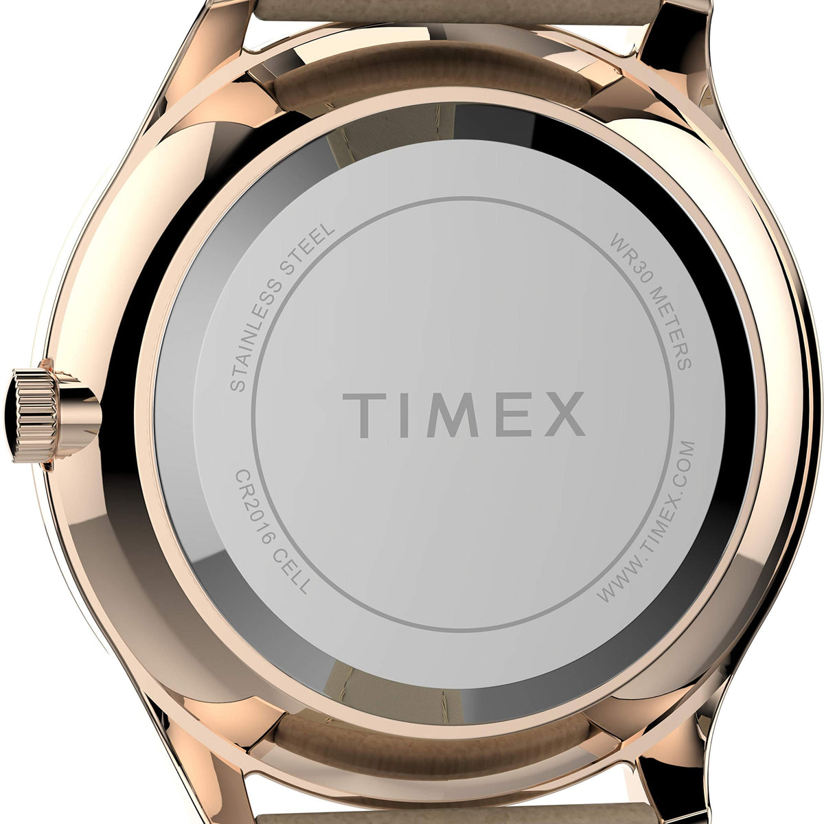 Timex Women's Modern Easy Reader 32mm Watch – Rose Gold-Tone Case White Dial with Beige Genuine Leather Strap